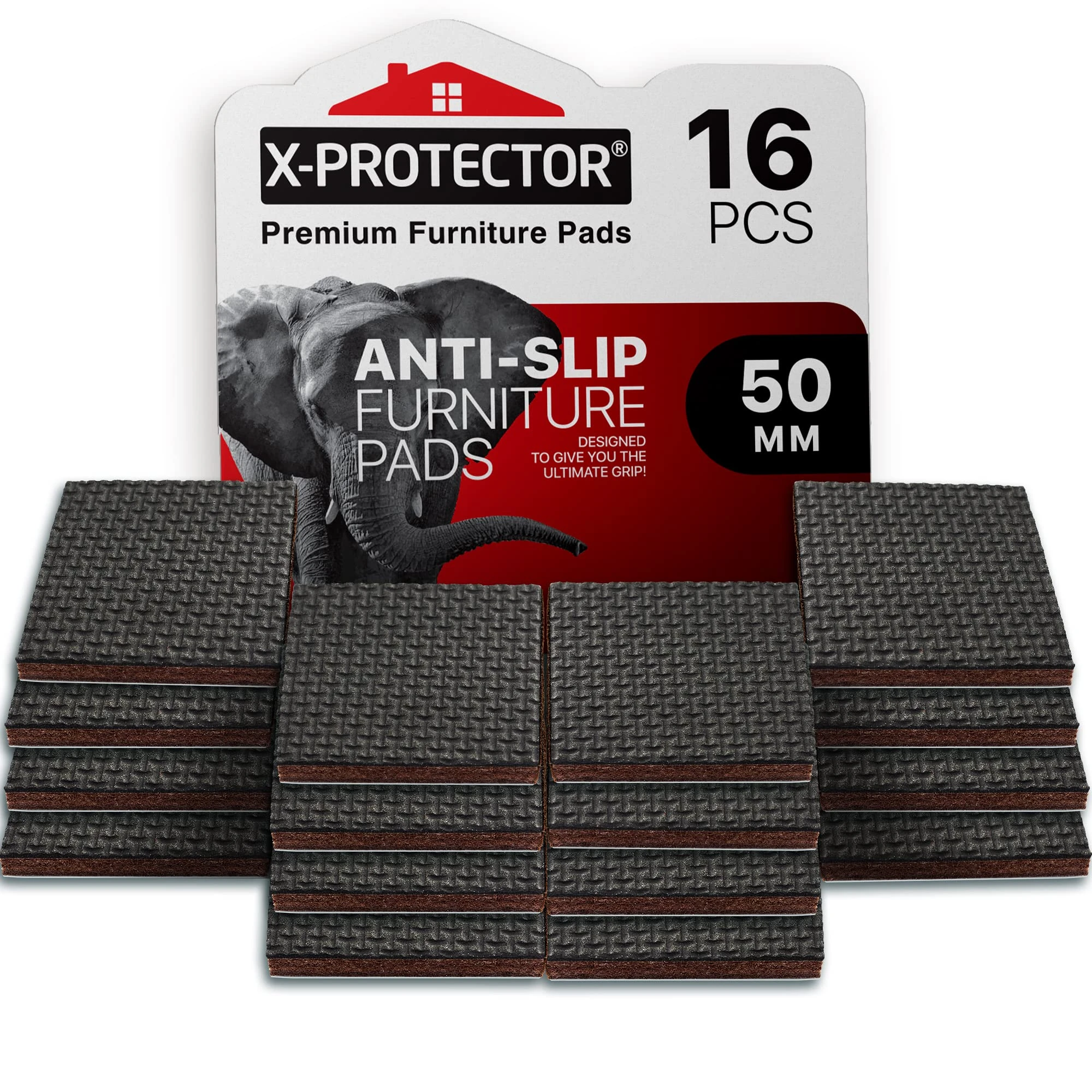 FURNITURE PADS X-PROTECTOR - NON SLIP PADS - PREMIUM 16 pcs 50mm - Floor Protector Pads - Rubber Feet for Furniture Feet - Ideal Floor Protectors for Keep Furniture in Place.
