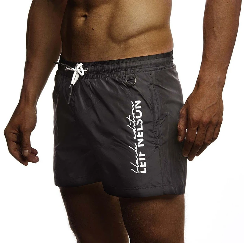 Leif Nelson Men's Swimming Trunks Swim Shorts Pants Trousers LN-9215 Black X-Large