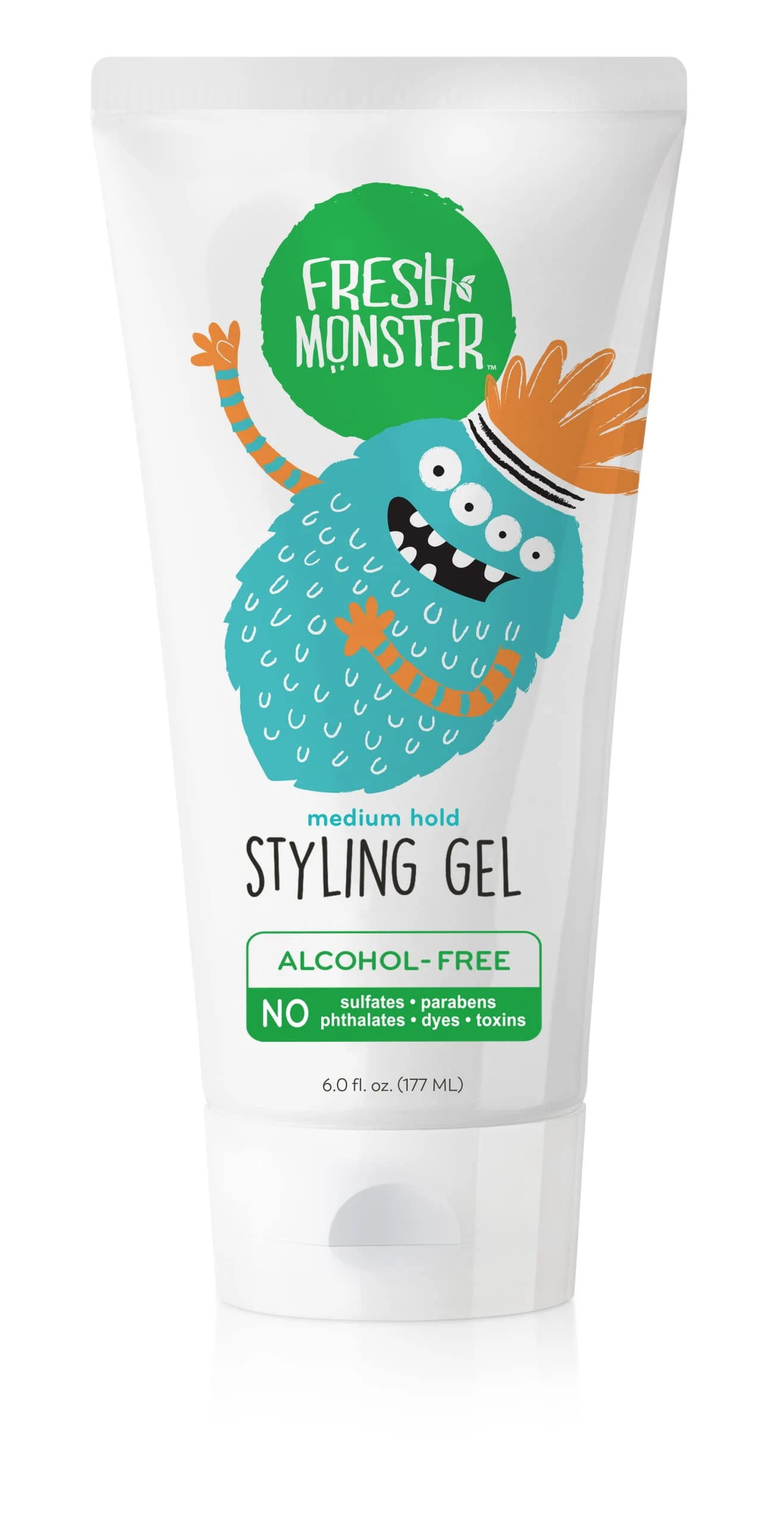 Fresh Monster Natural Hair Gel For Kids & Babies, Alcohol-Free, Toxin-Free, Flexible Medium Hold 6 Ounces
