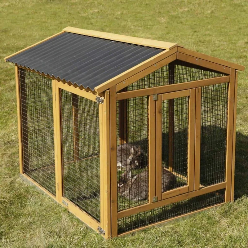 Kerbl Plastic Roof Wooden Pen, 115 x 85 x 90 cm, Brown