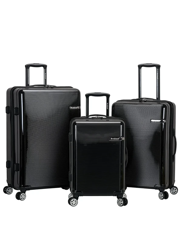 Rockland Horizon Hardside Expandable Spinner Wheel Luggage Set, Black, 3-Piece Set (20/24/28), Horizon Hardside Expandable Spinner Wheel Luggage Set
