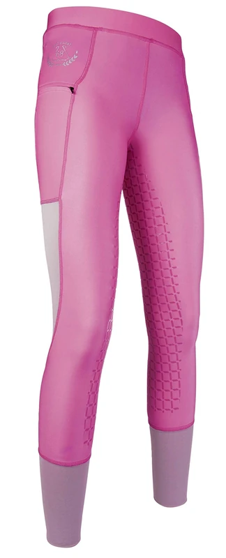 HKM Women's Mesh Silicone Full seat Riding Leggings, Pink, 30/32