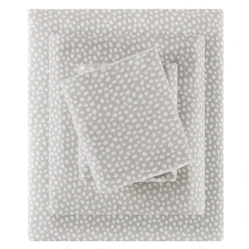 SLEEP PHILOSOPHY True North Flannel Sheets Queen Size, Cozy 100% Cotton Flannel Bed Sheets, Ultra Soft Cute Sheet Set, Novelty Print Themed Cold Weather Warm Bedding Set, Grey Dots 4 Piece