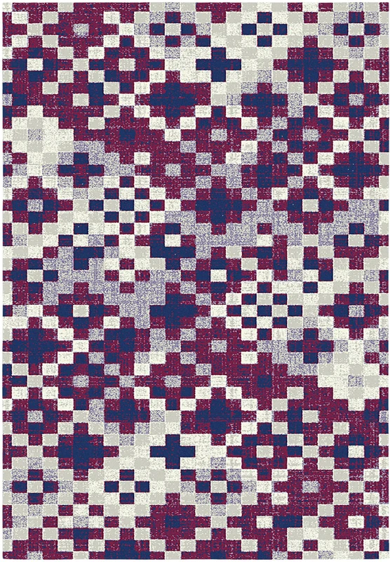 Aspect MULTI FRACTALS Vintage Geometric Check Pattern Area Rug (Pink/Blue/Grey/Cream, 120x170cm)