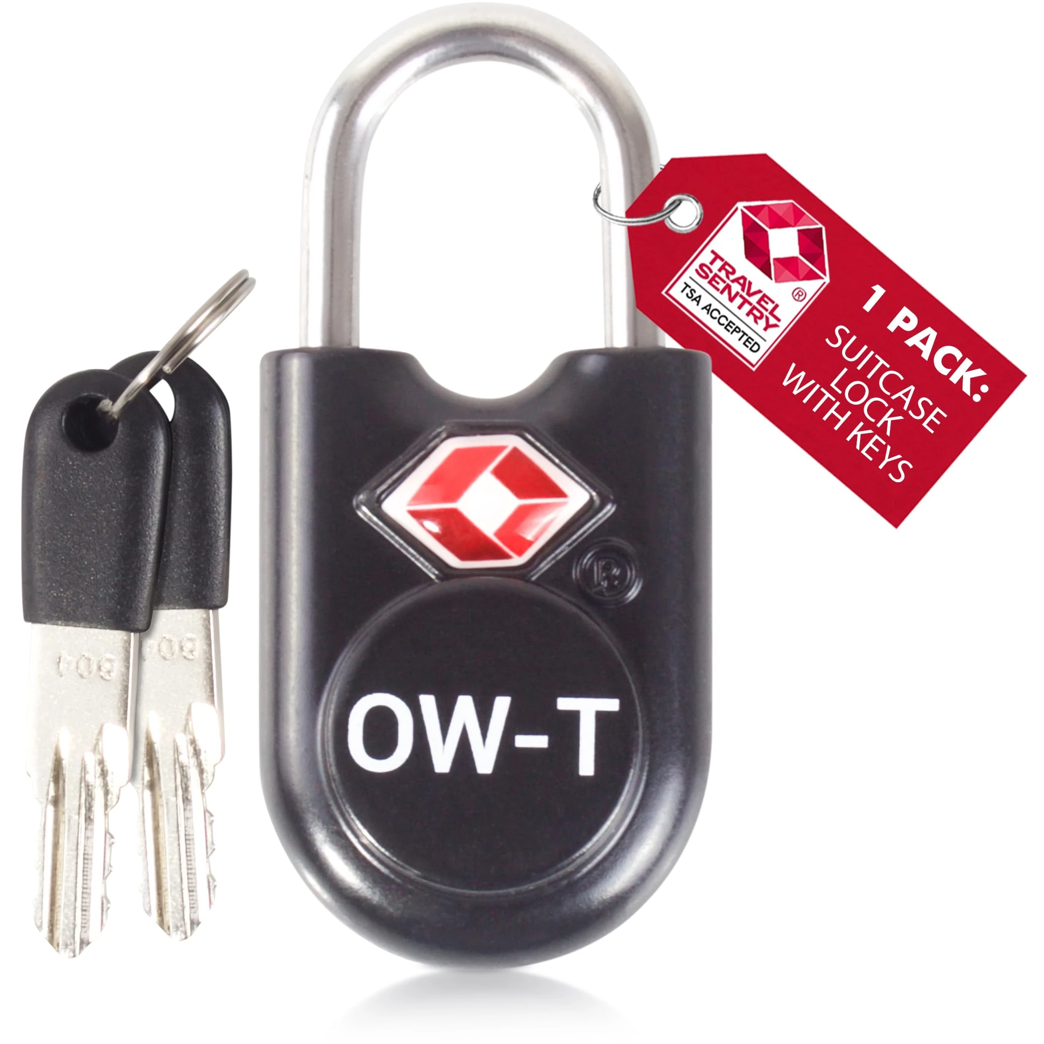 OW-Travel TSA Approved Luggage Locks Suitcase Locks with Keys (1 Pack Black) Travel Padlock Bag Small Padlock. Luggage Padlocks for Suitcases. Mini TSA Suitcase Padlocks with Keys for Bags and Cases