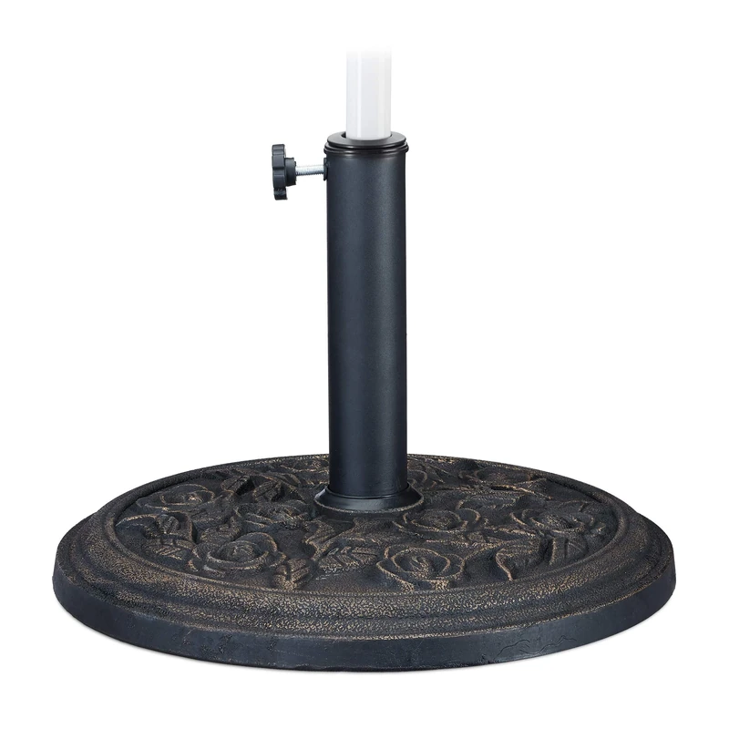 Relaxdays Parasol Base Stand, For Umbrellas 35,38 or 48 mm, Adaptors, Weatherproof, Sturdy, Black