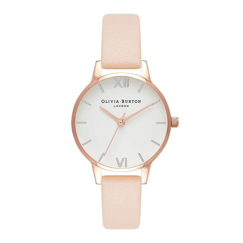 Olivia Burton Analogue Quartz Watch for Women White DIAL Collection with Blush Leather Strap - OB16MDW21