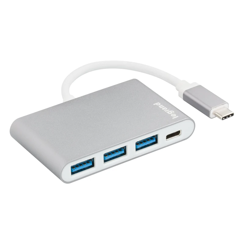 Legrand 050694 USB-C HUB/Multi Adapter with Charging Port 3x USB 3.1 with 1.5 Gbps and 1x USB-C Charging Port for e.g. Macbook, ASUS Zenbook, Chromebook, Pixel etc.
