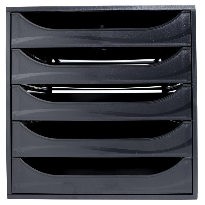 Exacompta ECOBlack Ecobox+ 5-Drawer Set - Black Organizer