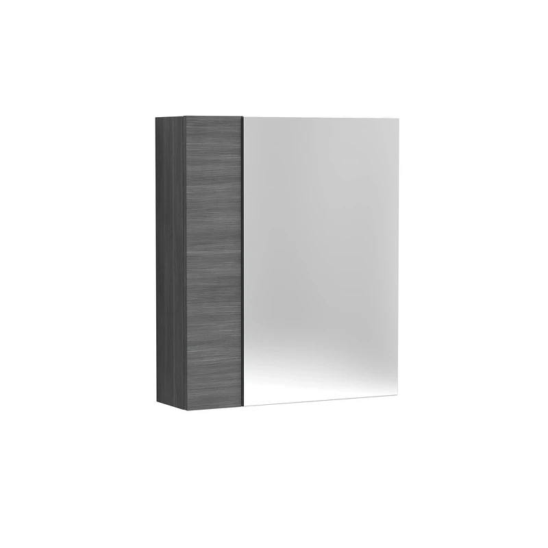 Nuie OFF518 Athena Modern Bathroom Wall Hung Contemporary Single Door Mirror Storage Cabinet, 600mm, Anthracite