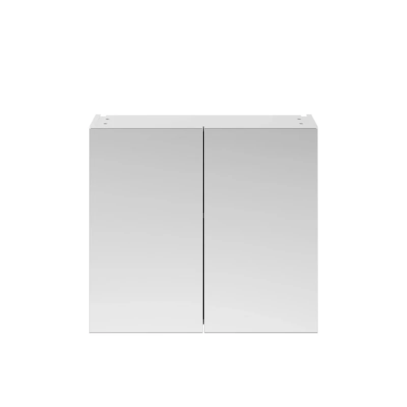 Nuie OFF119 Athena ǀ Modern Bathroom Wall Hung Contemporary Double Door Mirror Storage Cabinet, 800mm, Gloss White
