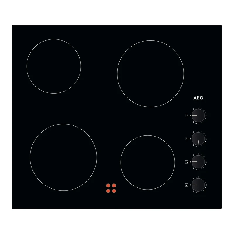 AEG 3000 Series 60cm Radiant Hob - 4 Zones, Knob Control, Black