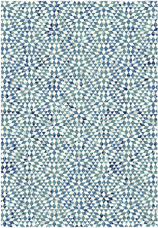 Aspect KALEIDO Vintage Geometric Pattern Area Rug (Blue/Cream, 120x170cm) - Image 1