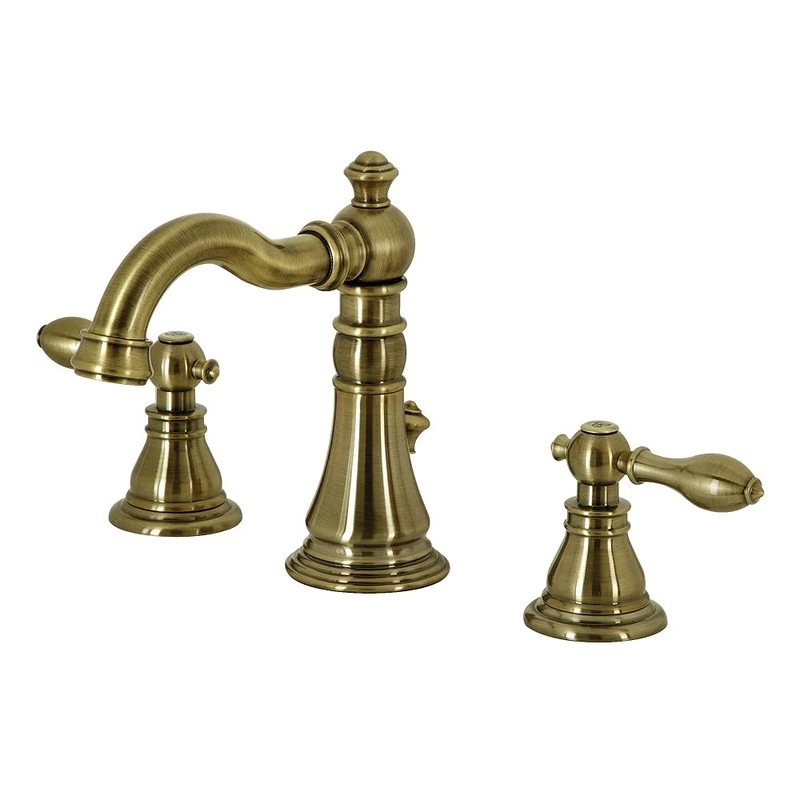 Kingston Brass FSC19733ACL American Classic 8-Inch Widespread Lavatory Faucet with Retail Pop-up, 5-1/8 Inch in Spout Reach, Vintage Brass