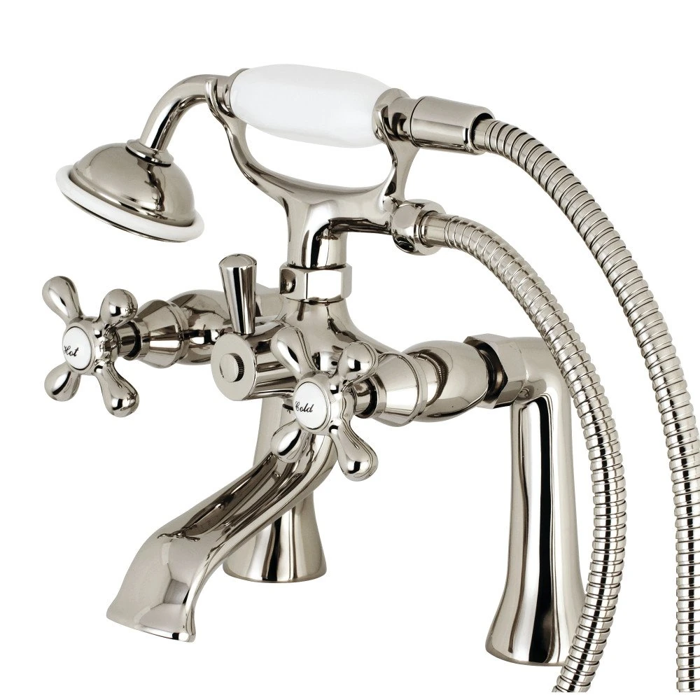 Kingston Brass KS268PN 7-Inch Centerset Tub Faucet with Hand Shower, Polished Nickel, 4-5/8" x 4-5/16" (L) x 6-9/16" (W) x 6-1/8" (H)