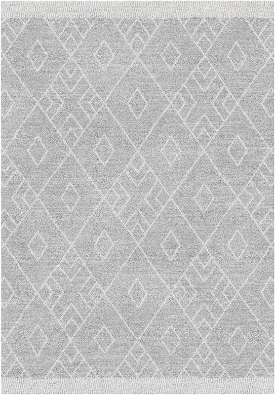 Aspect MARJAN-Diamond/Rhombus Pattern Geometric Thick Soft Shaggy Rug (Grey/Cream, 120x170cm)