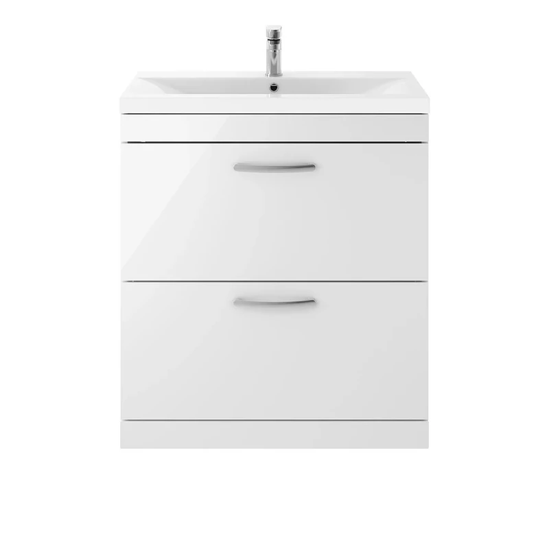 Nuie ATH055A Athena | Modern Bathroom Floor Standing Vanity Unit With 1 Tap Hole Basin, 865mm x 800mm, Gloss White, 800mm