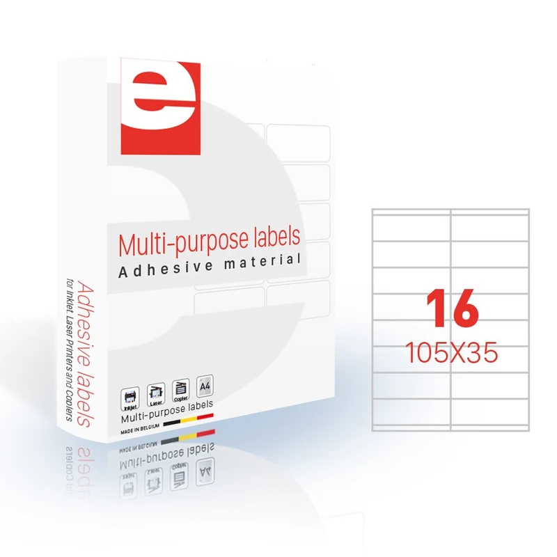 eticopy 40100206 Pack of 16 Labels 105 x 35 mm 200 Standard A4 Sheets/Box Yellow
