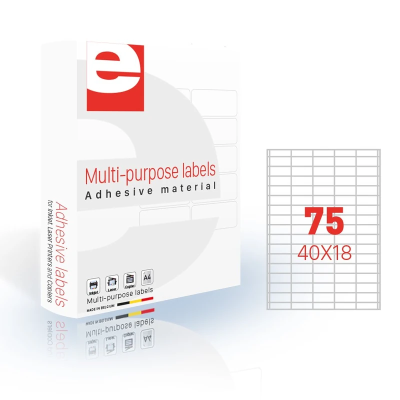 etilaser 30900042 500 A4 Sheets/Box Labels 40 x 18 mm Pack of 75