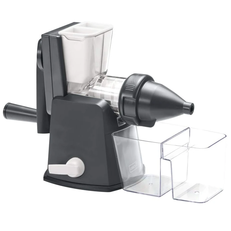 Lurch 200510 "Base&Soul" Slow Juicer/Manual Cold Juicer for Wheatgrass, Vegetables and Fruits with Hand Crank, Grey/White