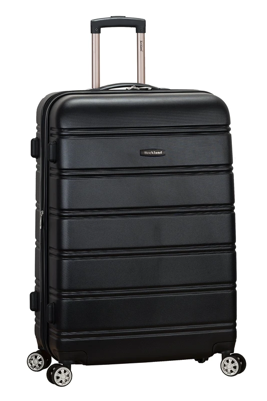 Rockland Melbourne Expandable Abs Dual Wheel Spinner Luggage, Black, Checked Large 28", Melbourne Hardside Expandable Spinner Wheel Luggage