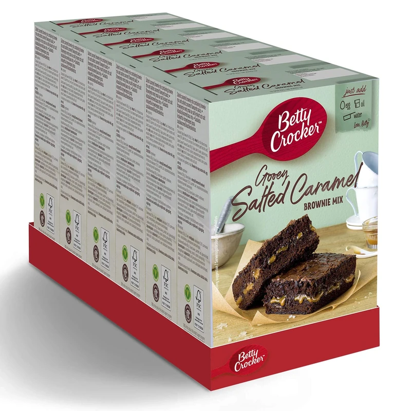 Betty Crocker Delights Gooey Salted Caramel Brownie Cake Mix 430g (Pack of 4)