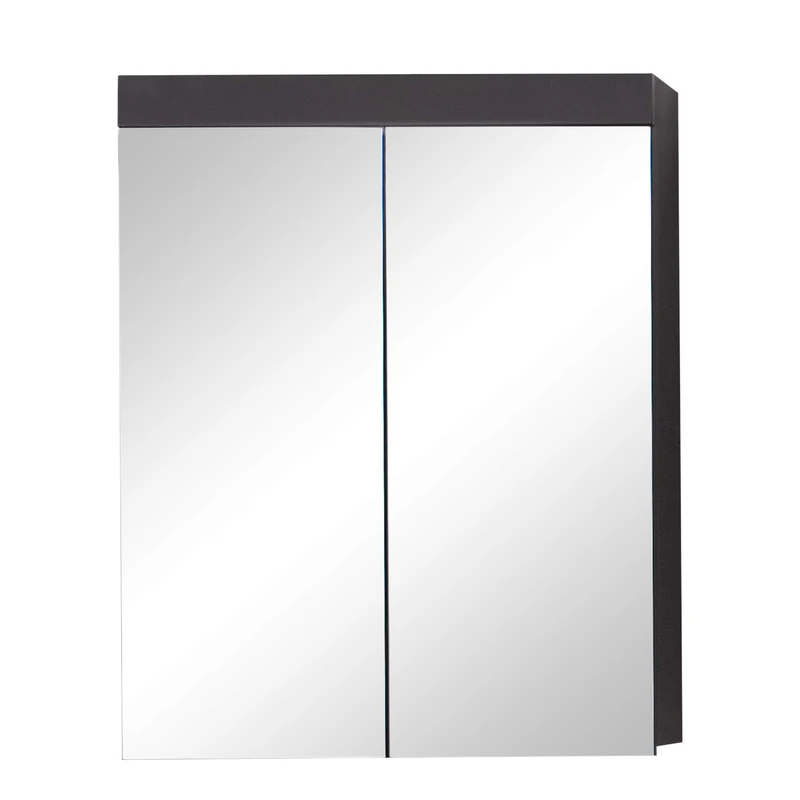 Furnline Bathroom Mirror Cabinet With Plenty of Storage Space, Amanda, Agave Gray Glossy, 60 x 77 x 17 cm