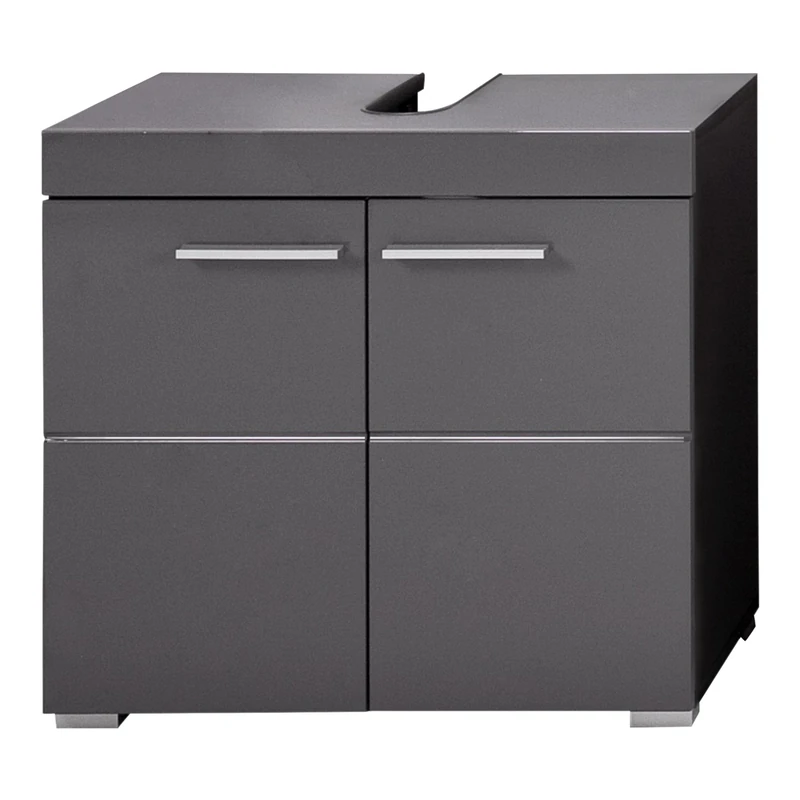 Furnline Bathroom Vanity Cabinet With Plenty of Storage Space, Amanda, Agave Gray Glossy, 60 x 56 x 85 cm