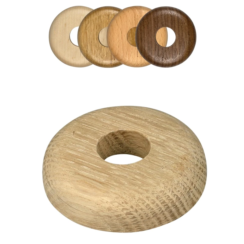 FUX 2 Radiator Pipe Covers Single Collars 19mm Unvarnished Oak Wood - Heater Covers - Floor Rings