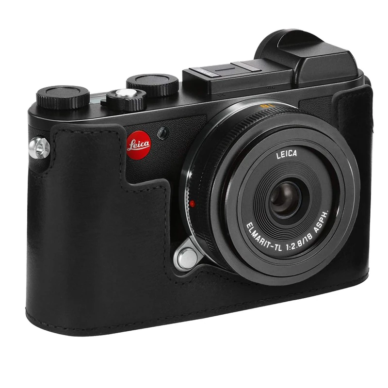 MegaGear MG1457 Ever Ready Genuine Leather Camera Half Case and Strap for Leica CL, Black