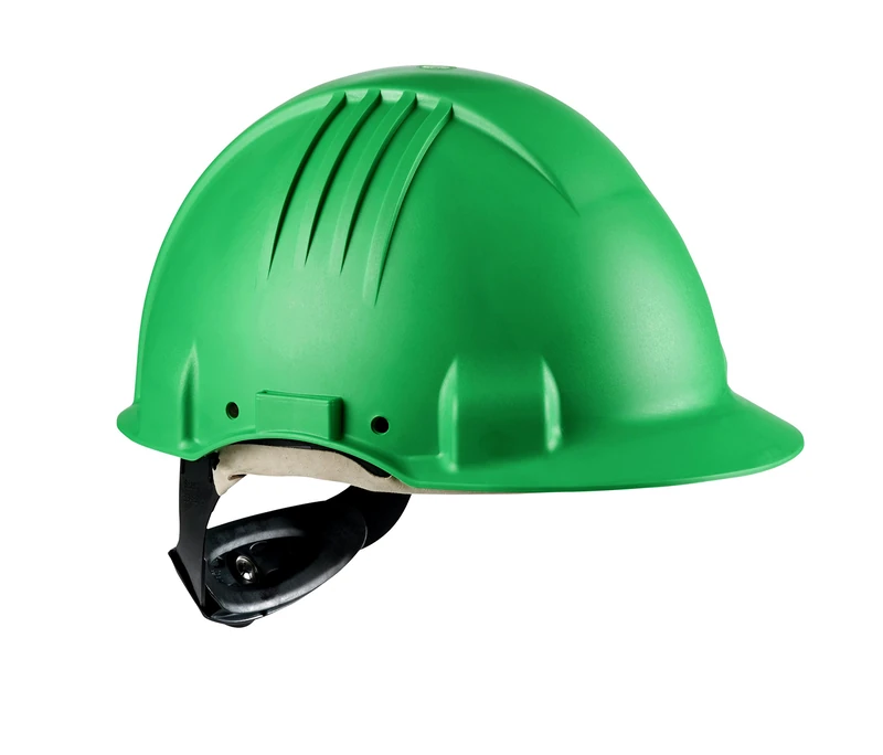 3M G3501MG High Heat Helmet, Ratchet, Dielectric Leather Sweatband, 440V, 53 cm-62 cm, Green