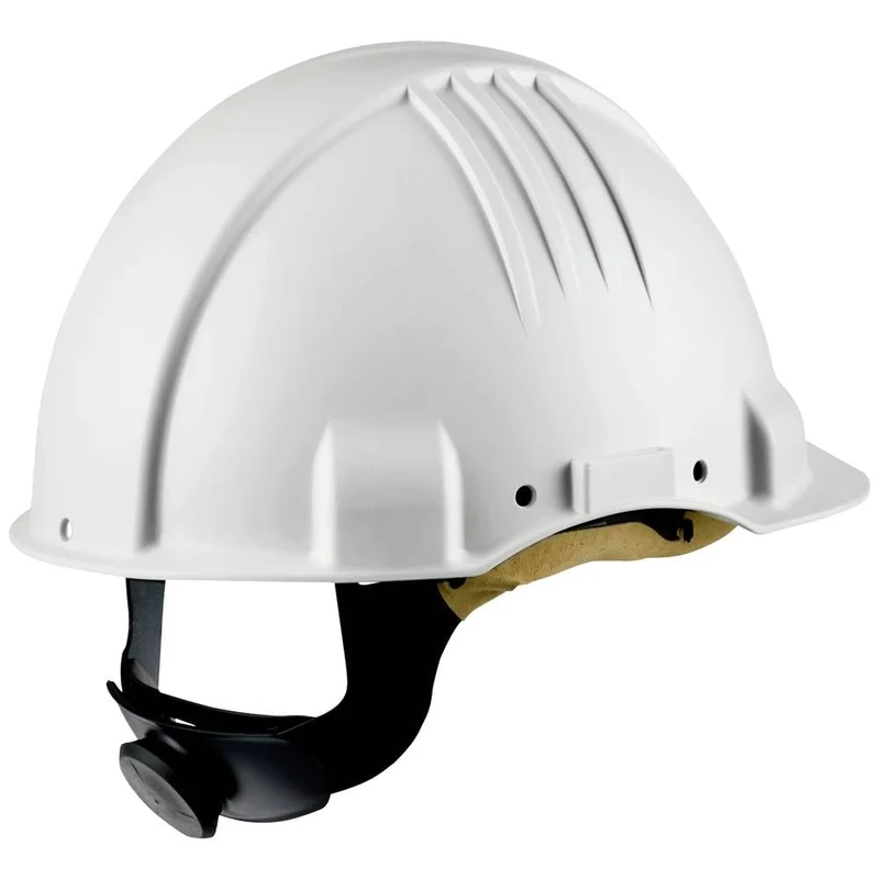 3M G3501MW High Heat Helmet, Ratchet, Dielectric Leather Sweatband, 440V, 53 cm-62 cm, White