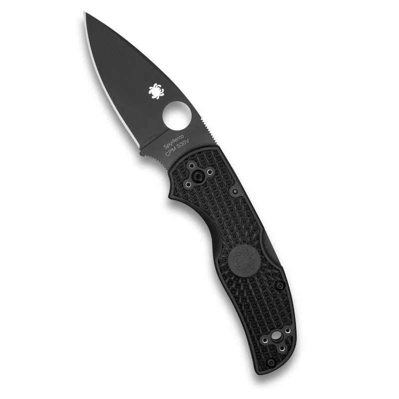 Spyderco Native 5 Signature Folder 6.95" Knife with 2.95" CPM S30V Black Steel Blade and Black FRN Handle - PlainEdge Grind - C41PBBK5