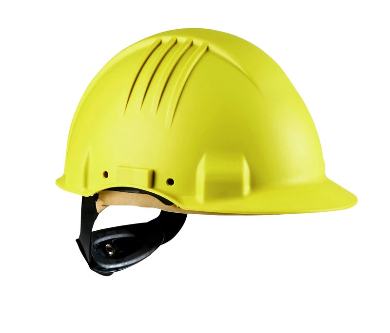 3M G3501MY High Heat Helmet, Ratchet, Dielectric Leather Sweatband, 440V, 53 cm-62 cm, Yellow - Image 1