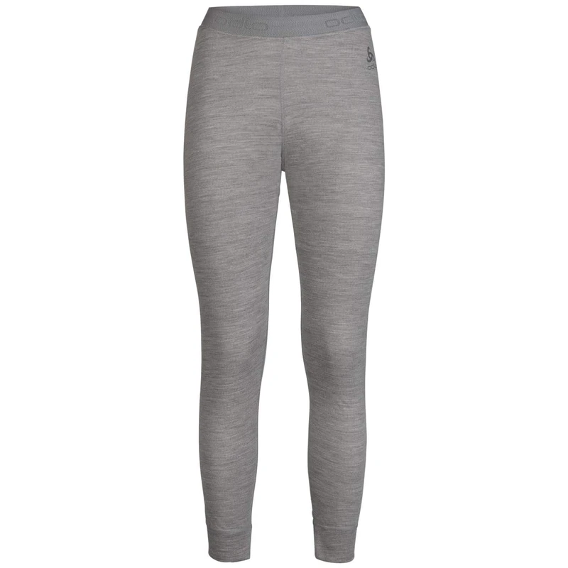 ODLO Women's Natural 100% Merino Warm Base Layer Pants, Grey Melange - Grey Melange, L