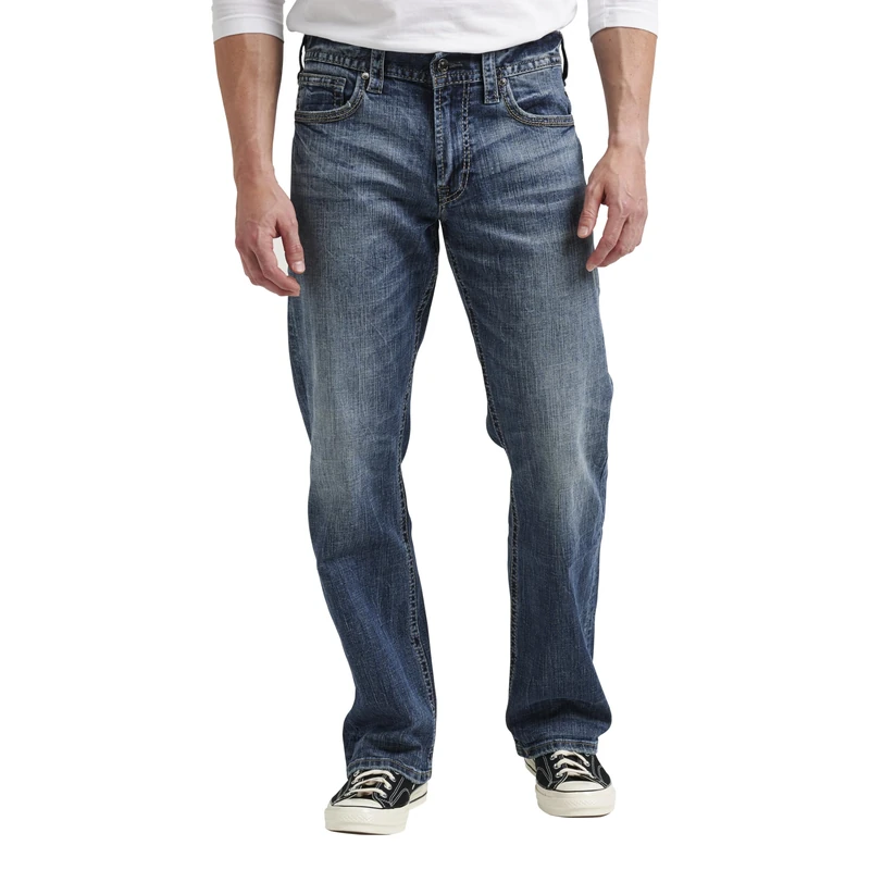Silver Jeans Co. Men's Gordie Loose Fit Straight Leg Jeans, Medium Vintage, 33W x 32L