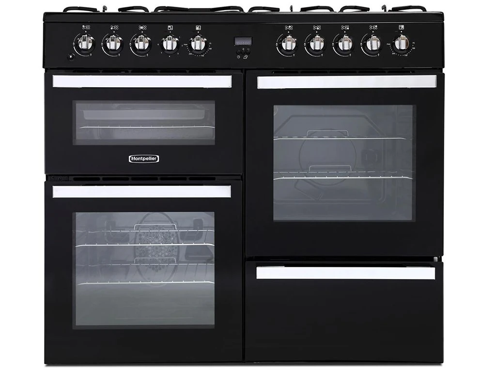 Montpellier MDF100K 100cm Dual Fuel Range Cooker - Black
