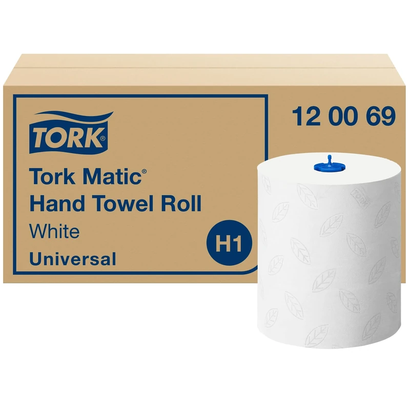 Tork Matic Hand Towel Roll White H1, Universal, Embossed for Efficient Drying, 6 x 150m rolls, 120069