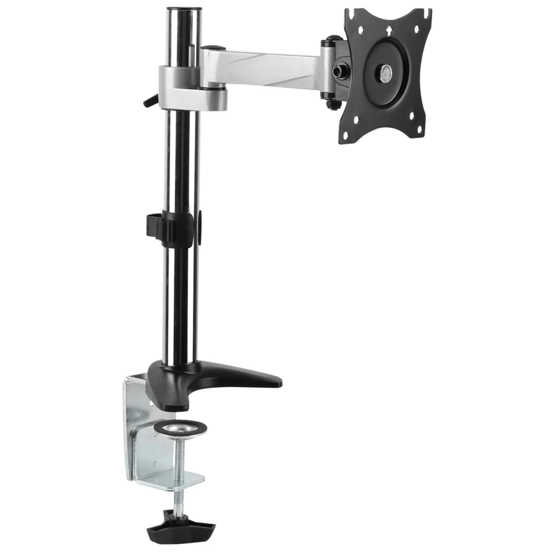 RICOO Monitor Stand Tilt TS0611 Swivel 13-27 Inch VESA 75x75 100x100 Adjustable Arm Mounting System LED LCD Screen Desk Mount Silver