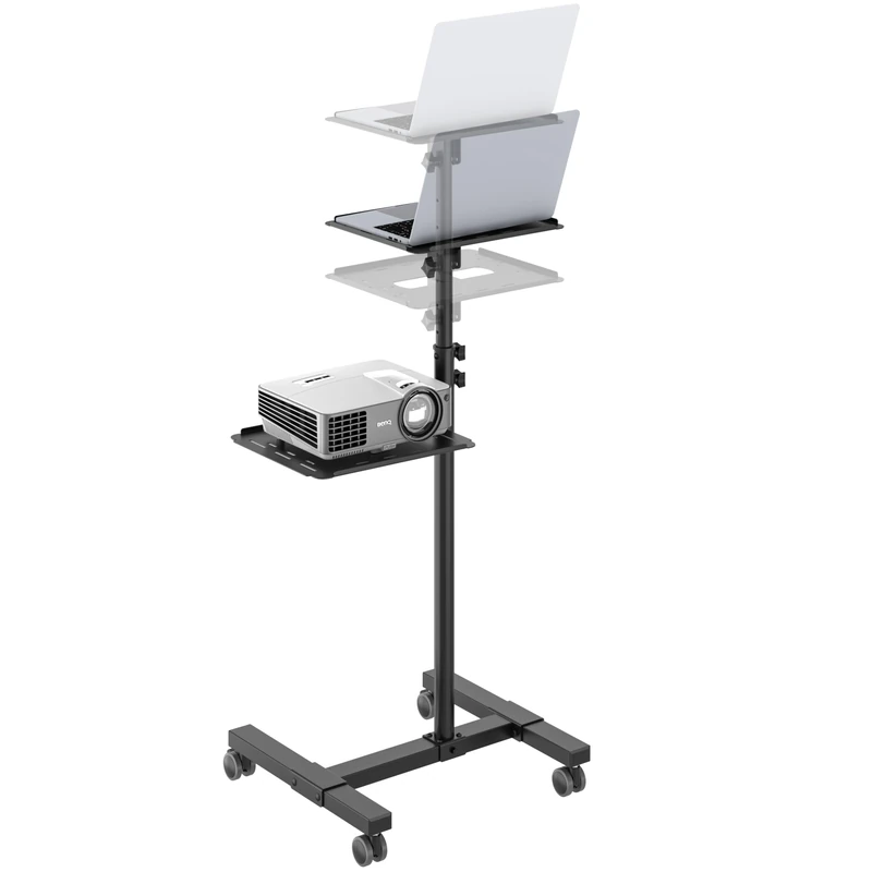 RICOO Projector Stand with Laptop Tray CZ0800 Wheeled and Portable Floor Trolley for Business or Exhibition Fair Castor Brakes Tilting Shelf - Image 1