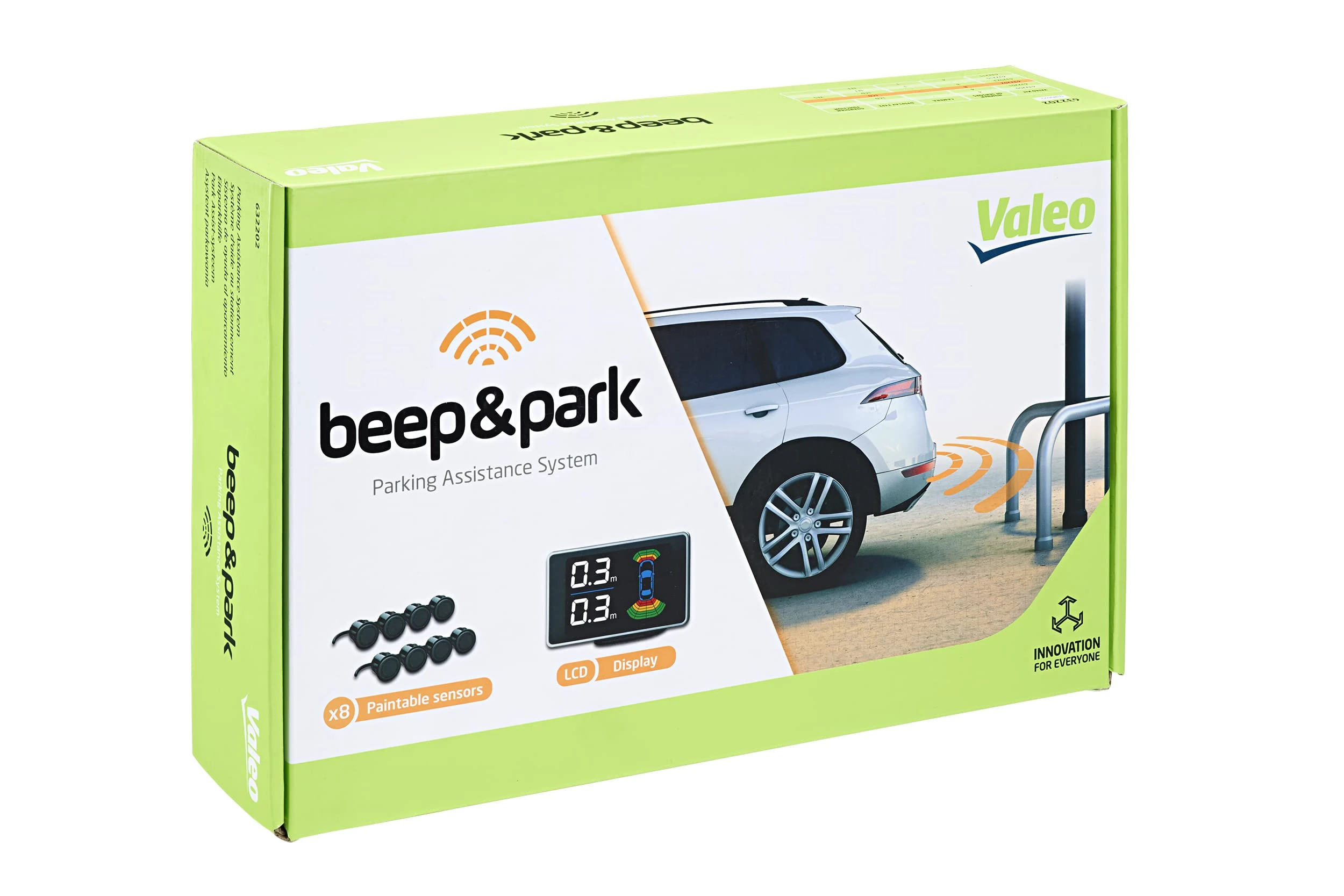 VALEO 632202 - Parking Assistance System - Beep&Park Kit: 8 Sensors + 1 LCD display - Front and Rear Installation
