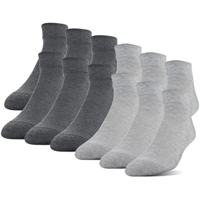 Gildan mensPolyester Half Cushion Low Cut Socks, 12-pack Socks - gray -