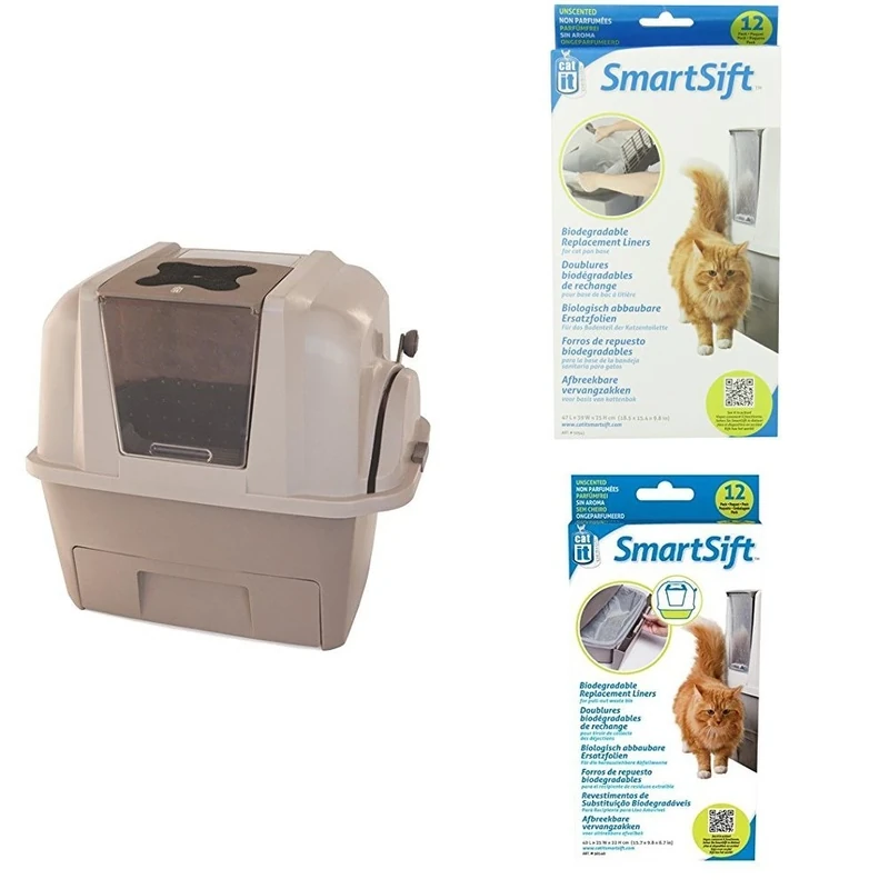 Catit Design Smartsift Sifting Cat Pan with Liner for Smartsift Pull-out Drawer and Liner for Smartsift Base
