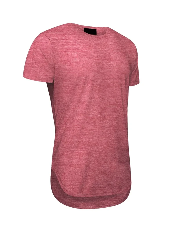 Victorious Men's Hipster Longline Curved Hem Tees, Burgundy, XXXXL