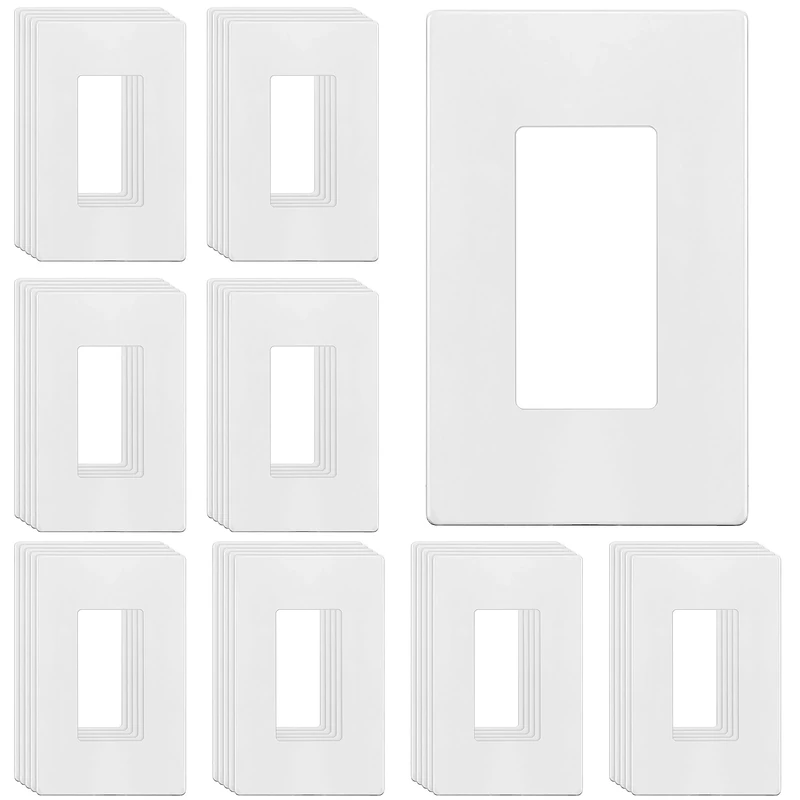 ENERLITES Screwless Decorator Wall Plates Child Safe Outlet Covers, Size 1-Gang 4.68" H x 2.93” L, Unbreakable Polycarbonate Thermoplastic, SI8831-W-40PCS, Glossy, White (40 Pack)