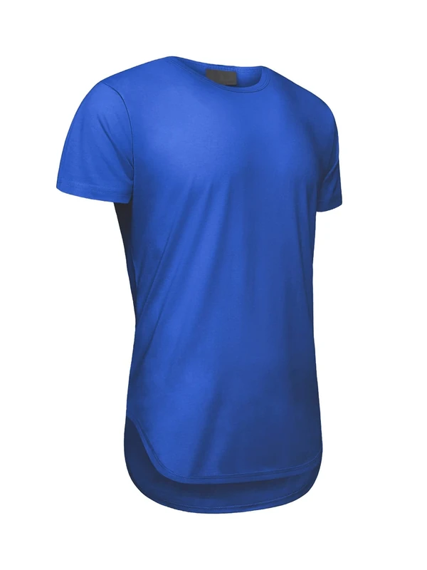 Victorious Men's Hipster Longline Curved Hem Tees, Royal Blue, XXXXL