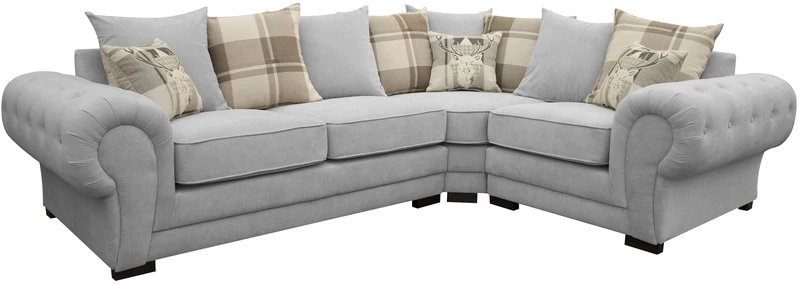 Dorado Corner Sofa Sectional 3 Seater 2 Seater Armchair Cuddle Chair Grey Velour Fabric (Silver, Corner 2c1)