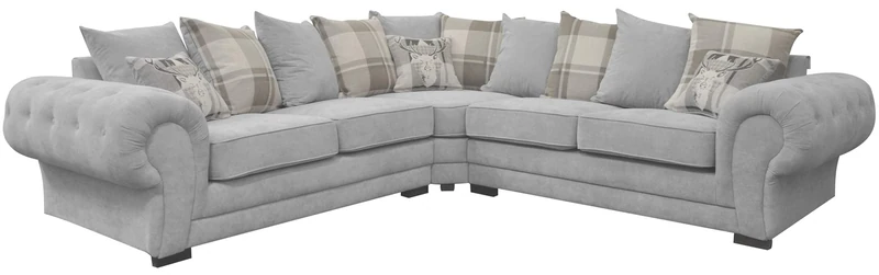 Dorado Corner Sofa Sectional 3 Seater 2 Seater Armchair Cuddle Chair Grey Velour Fabric (Silver, Corner 2c2)