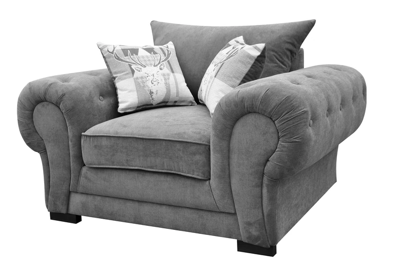Dorado Corner Sofa Sectional 3 Seater 2 Seater Armchair Cuddle Chair Grey Velour Fabric (Grey, Armchair)