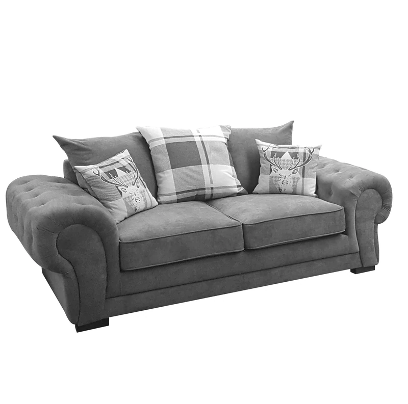 Sofas and More Dorado 2 Seater Grey Velour Fabric (Grey, 2 Seater)